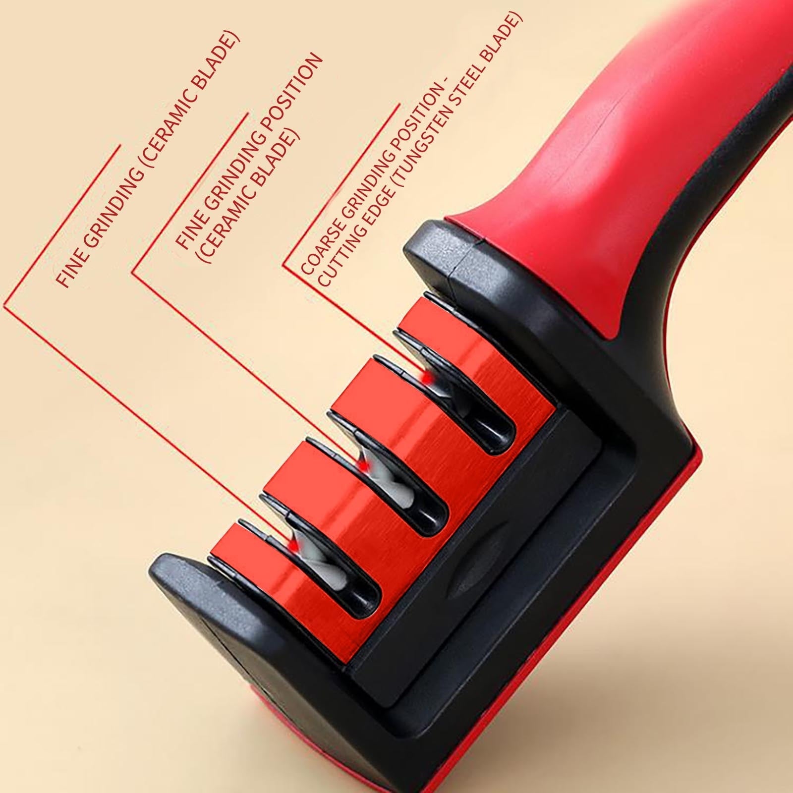 Clearance! VALSEEL Sharpener Kitchen for Straight and Serrated Knives 3 Stage with Diomand Abrasive - Image 4