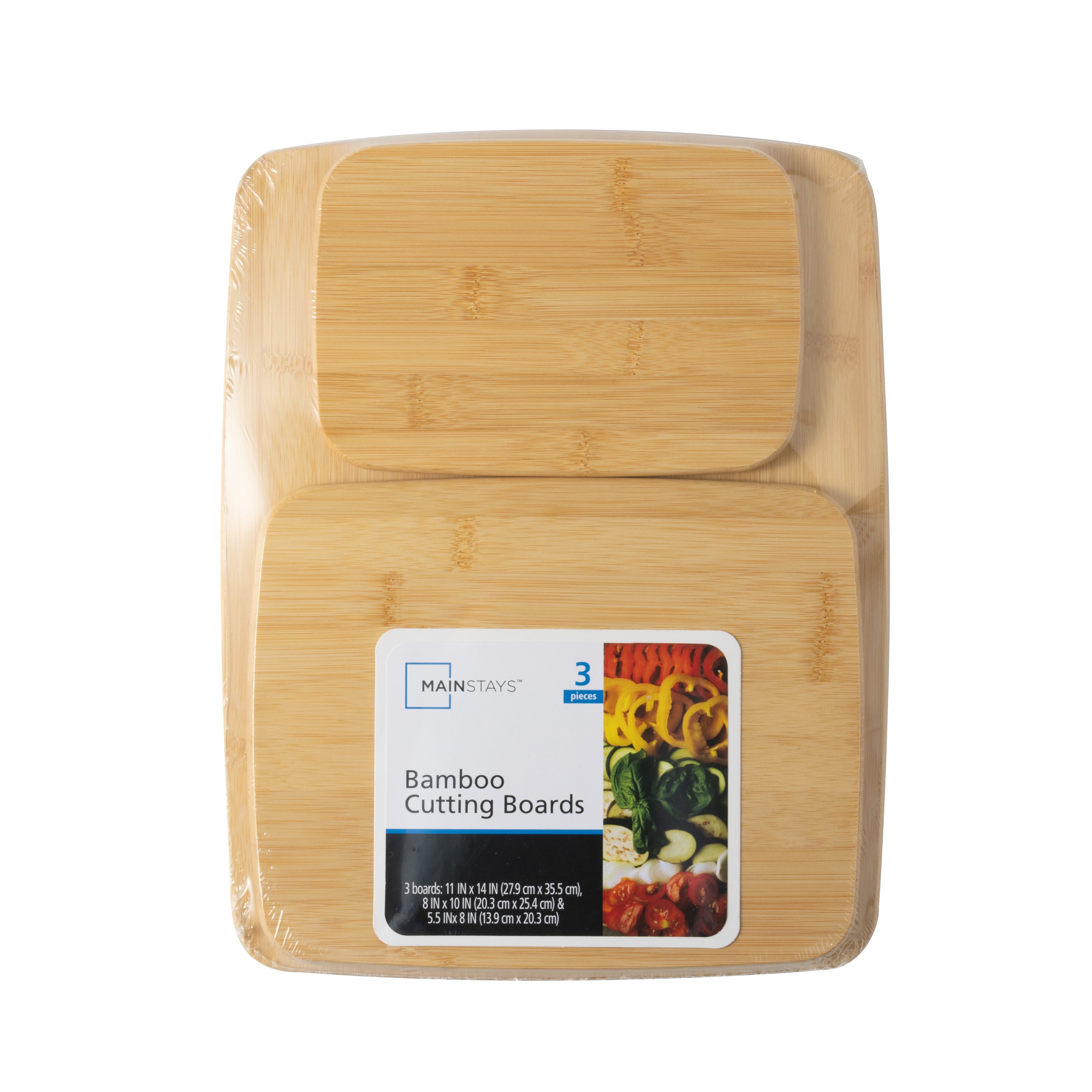 Mainstays 3-Piece Bamboo Cutting Board Set, 14" x 11"(L), 10" x 8" (M), 8" x 5.5" (S), 100% Natural Bamboo Color - Image 4