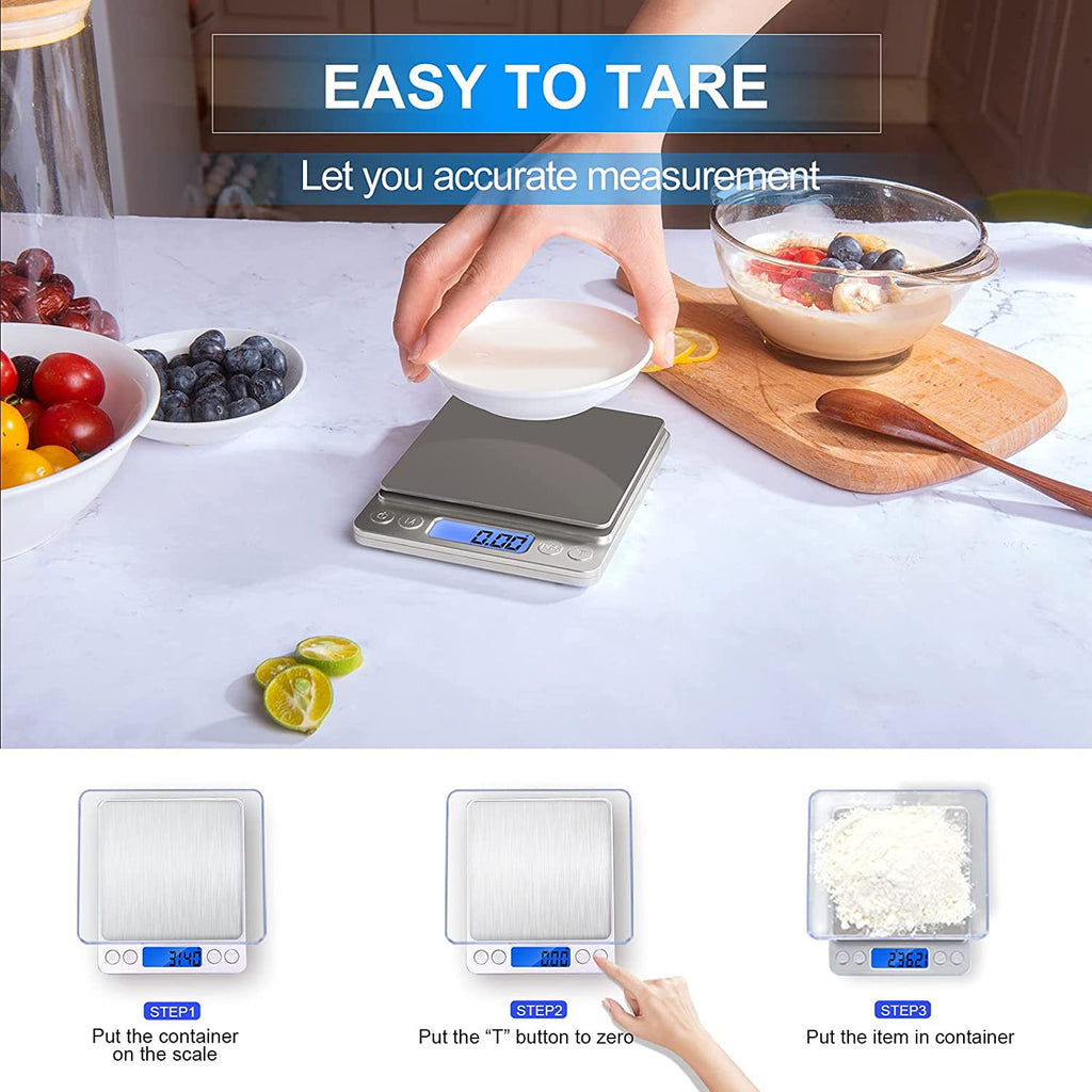 500g/ 0.01g Small Pocket Jewelry Scale, Digital Kitchen Scale with 2 Trays, Stainless Steel Gram Scales Weight Gram a... - Image 5