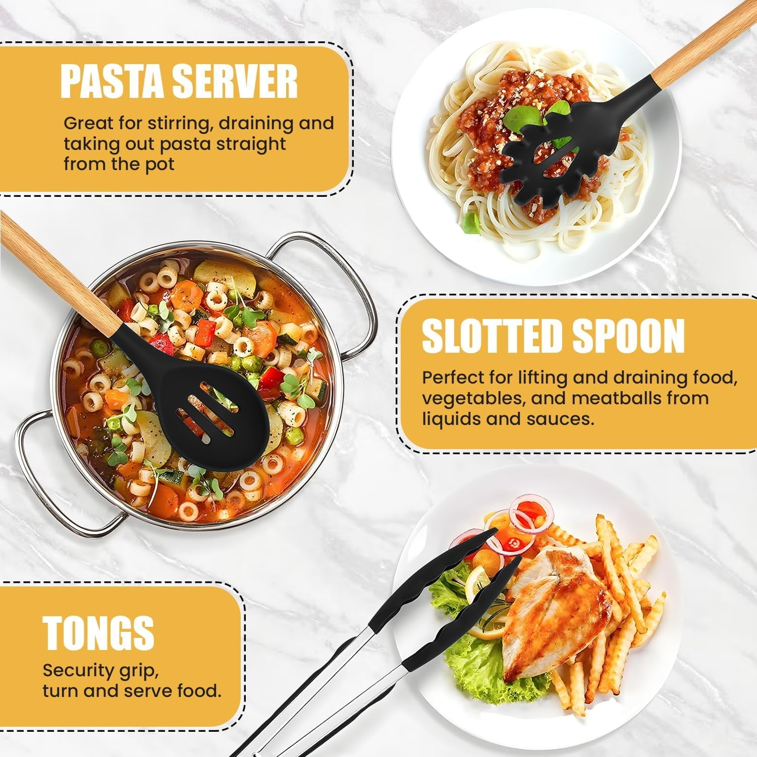 Kitchen Utensils Set- 19 Pcs Silicone Cooking Utensils Set for Nonstick Cookware-Silicone Spatulas Set, Kitchen Gadge... - Image 3
