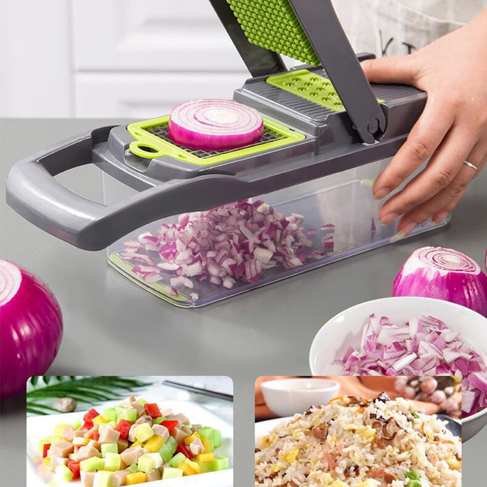Vegetable Chopper, 14 in 1 Veggie Chopper, Multifunctional Food Cutter with Container 8 Blades - Image 5