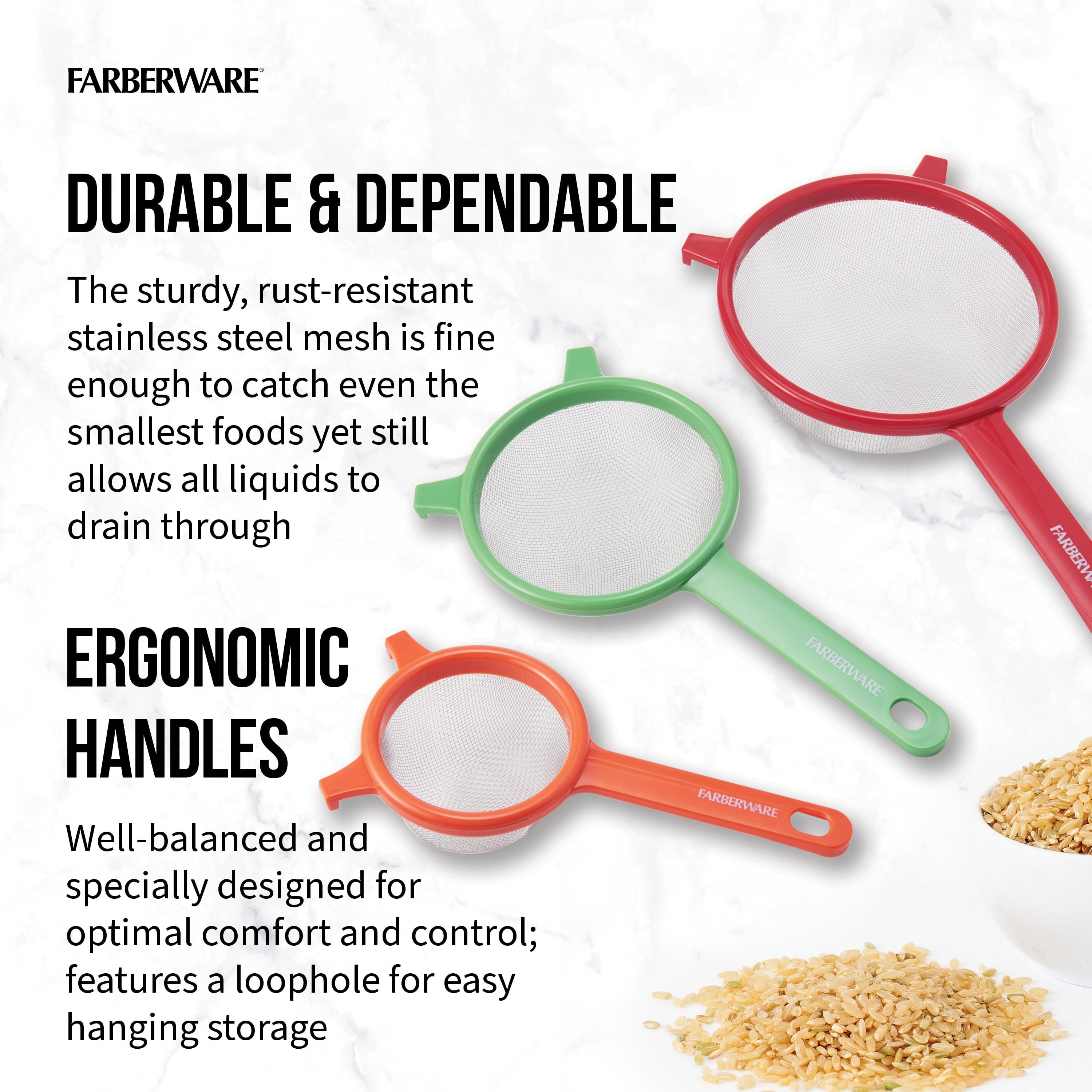 Professionals Red, Green & Orange Strainer Set of 3 - Image 4
