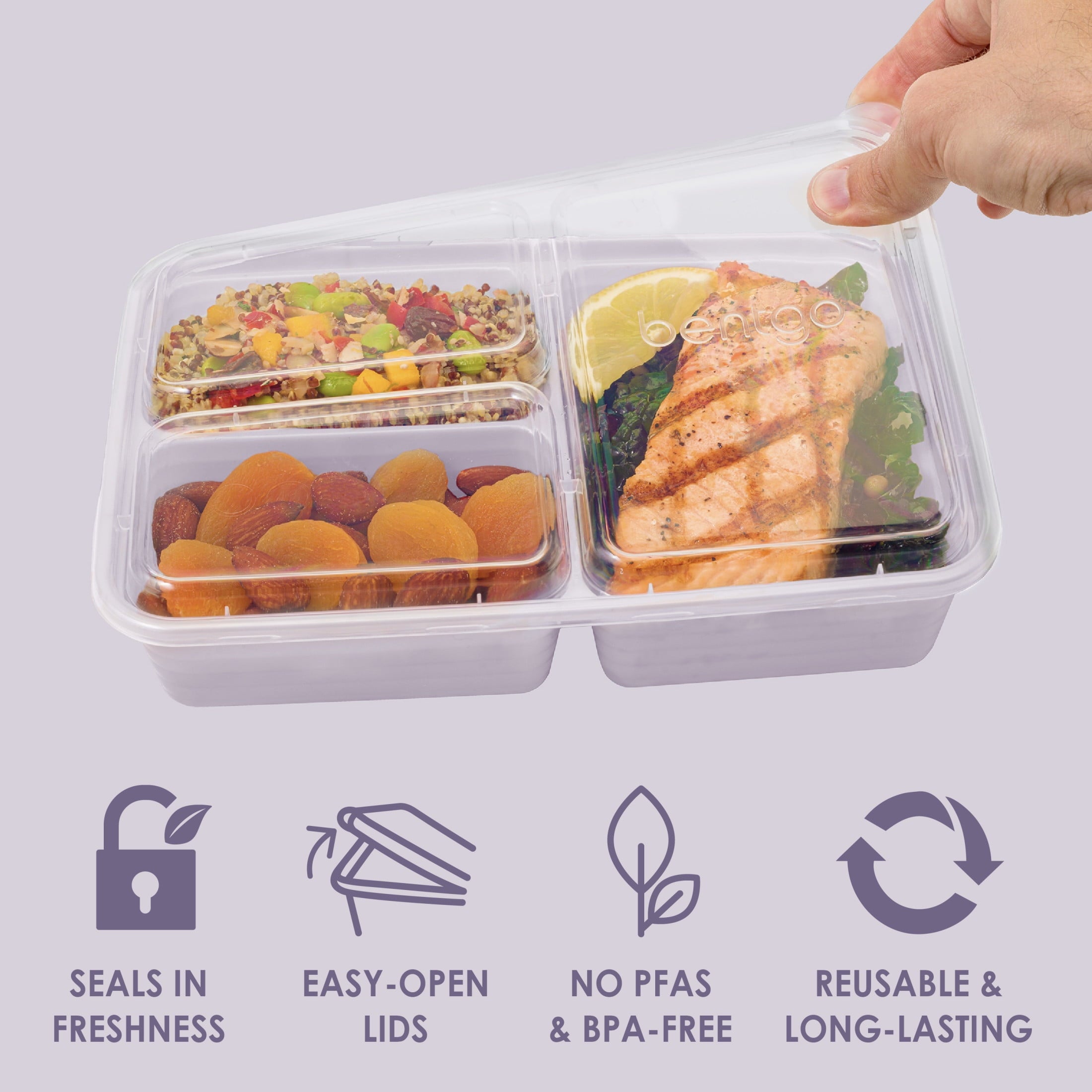 Bentgo Prep 3-Compartment Meal Prep Containers with Lids, PFAS & BPA Free Materials, Durable, Microwave, Freezer, & D... - Image 4