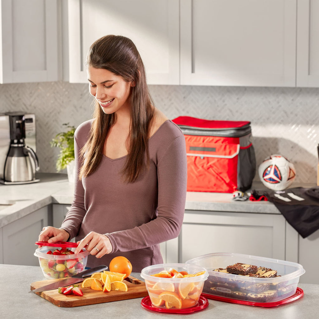 Rubbermaid TakeAlongs, 1 Gallon, 2 Packs, Red, Large Rectangular Plastic Food Storage Containers - Image 5