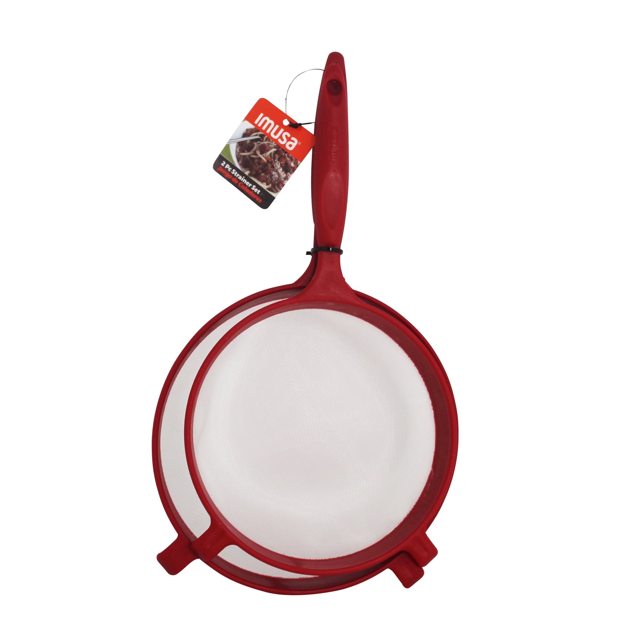 IMUSA 2pc Nylon Strainer Set, Red - Image 2