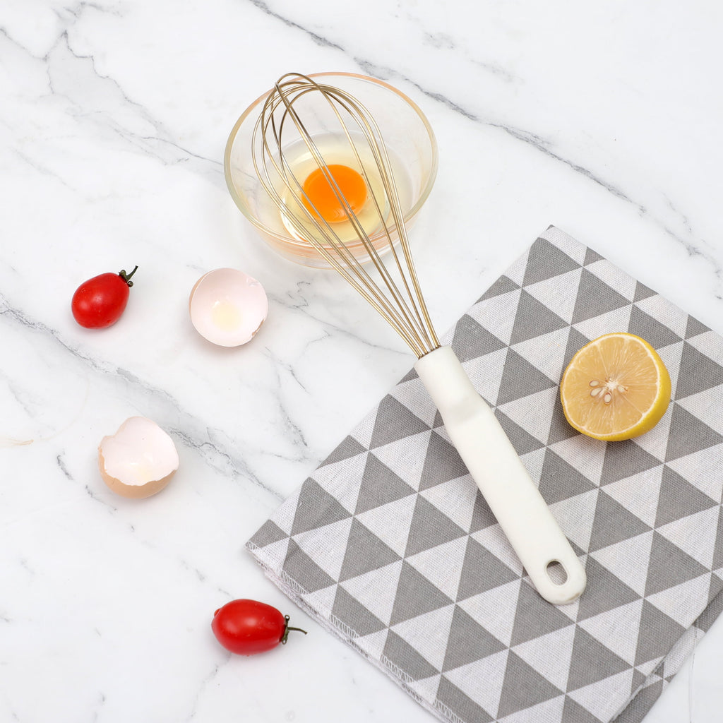 Wire Hand Whisk for Cooking Durable, Rust-Resistant & Dishwasher Safe, Cream & Gold - Image 3