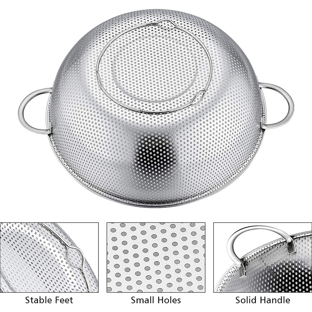 VeSteel Colander Set of 3, Stainless Steel Micro-Perforated Colanders Strainers for Draining Rinsing Washing, Ideal f... - Image 3