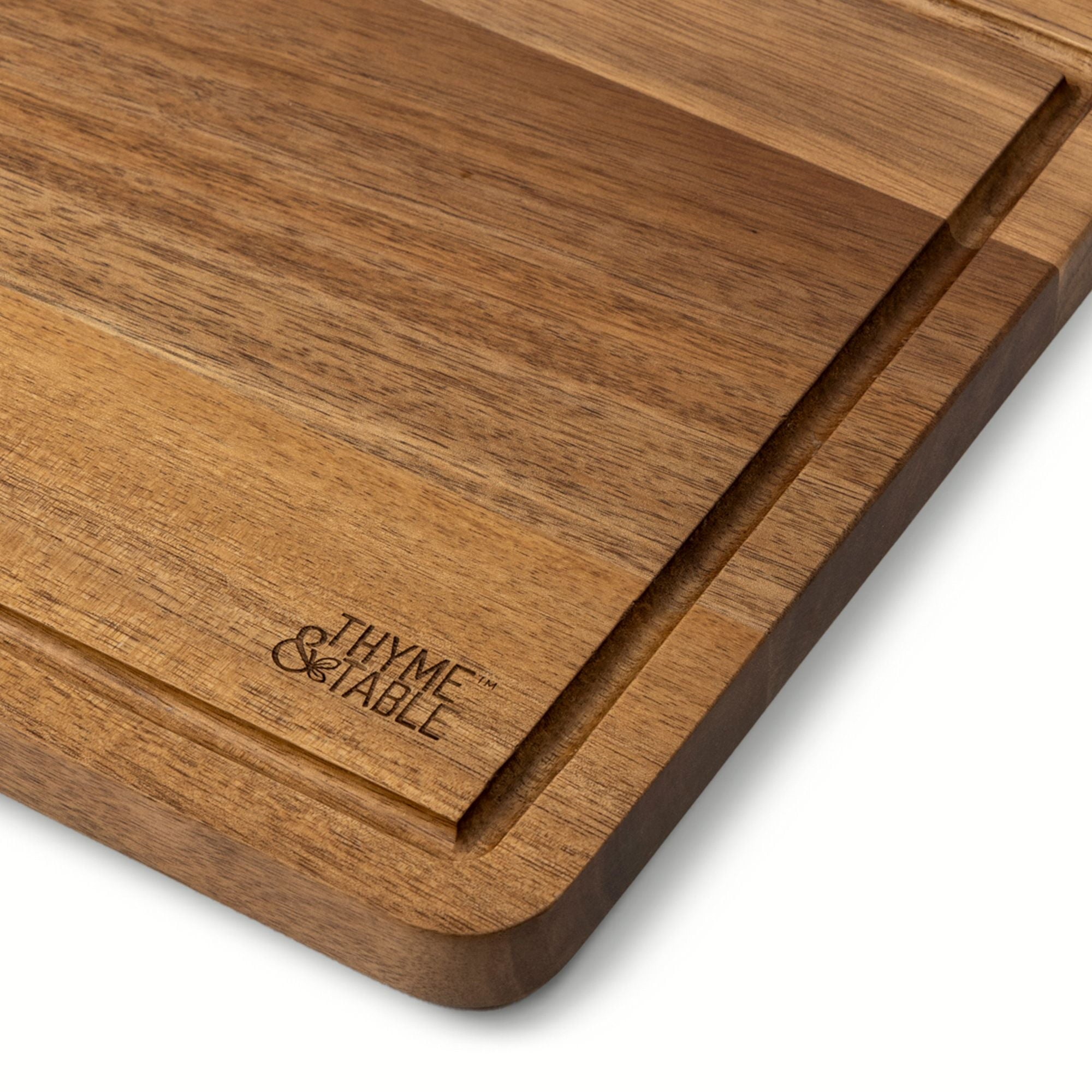 Thyme & Table Medium 10"x14" Acacia Wood Cutting Board with Triangle Shaped Anti-Slip Grips - Image 4
