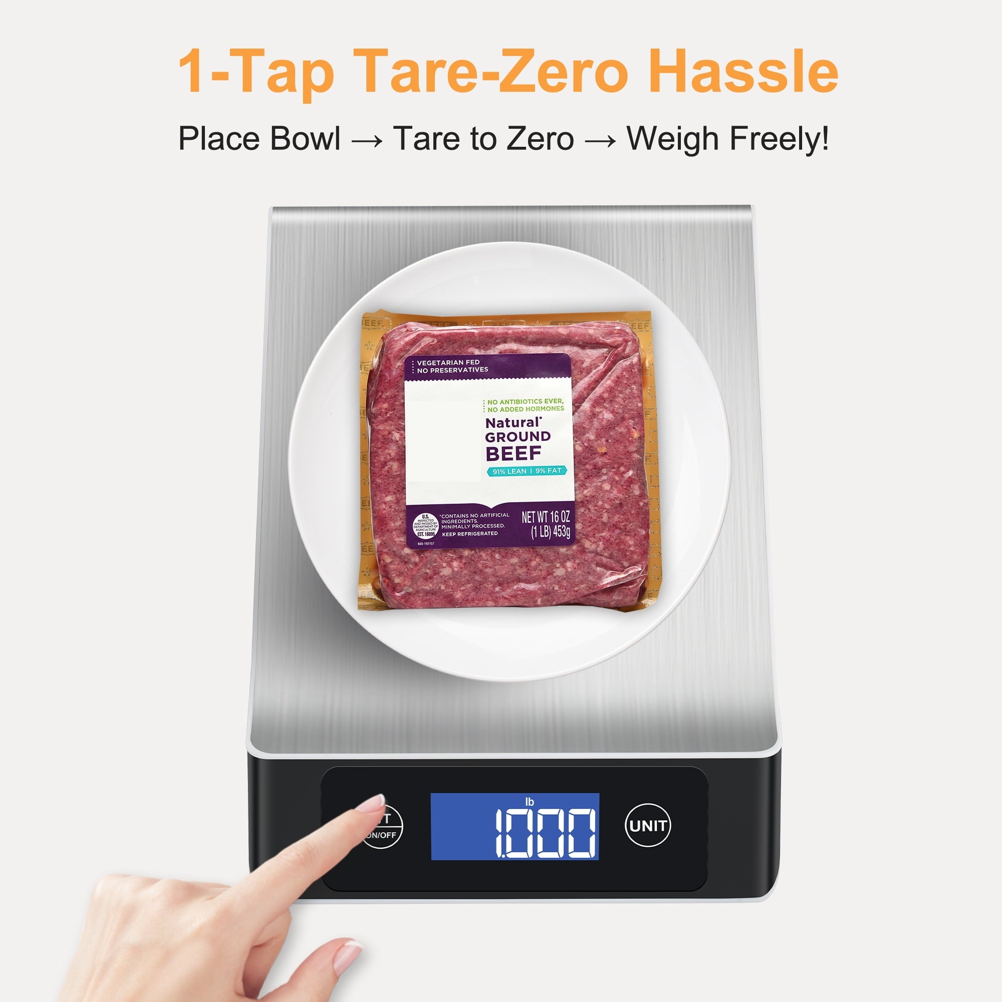 Food Scale, Kitchen Scale, MULISOFT Food Scales for Kitchen, LCD Display in Grams, Ounces, Pounds, Kilogram, Millilit... - Image 4