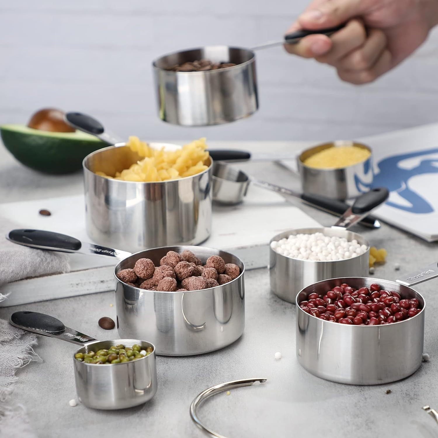 Measuring Cups and Spoons Set, 17-Piece Stainless Steel Magnetic Double-Headed Spoons with Engraved Measurements and ... - Image 3