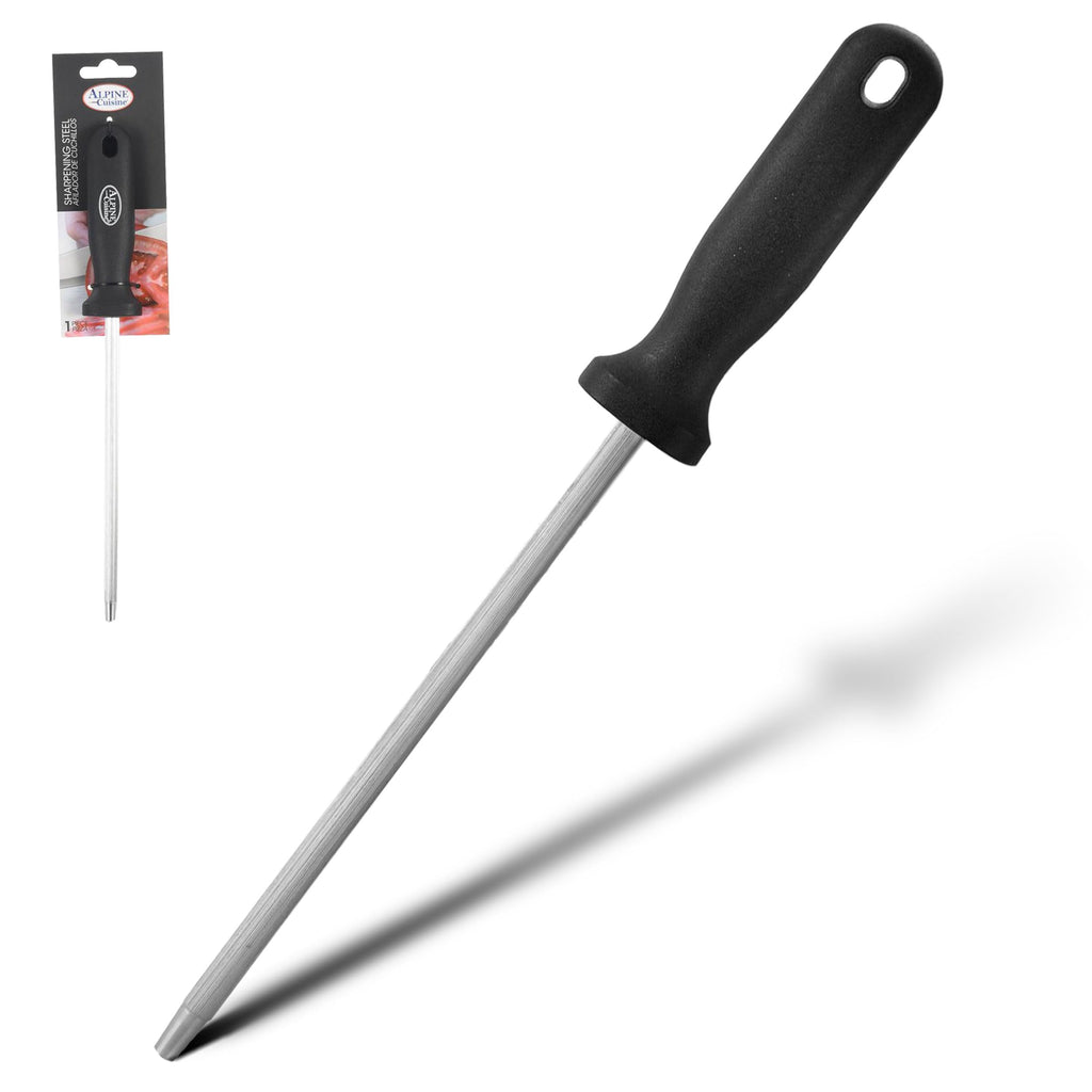 Alpine Cuisine Tempered Steel Knife Sharpener 8 Inch with Ergonomic Handle, Professional Knife Sharpening Rod Sturdy ...