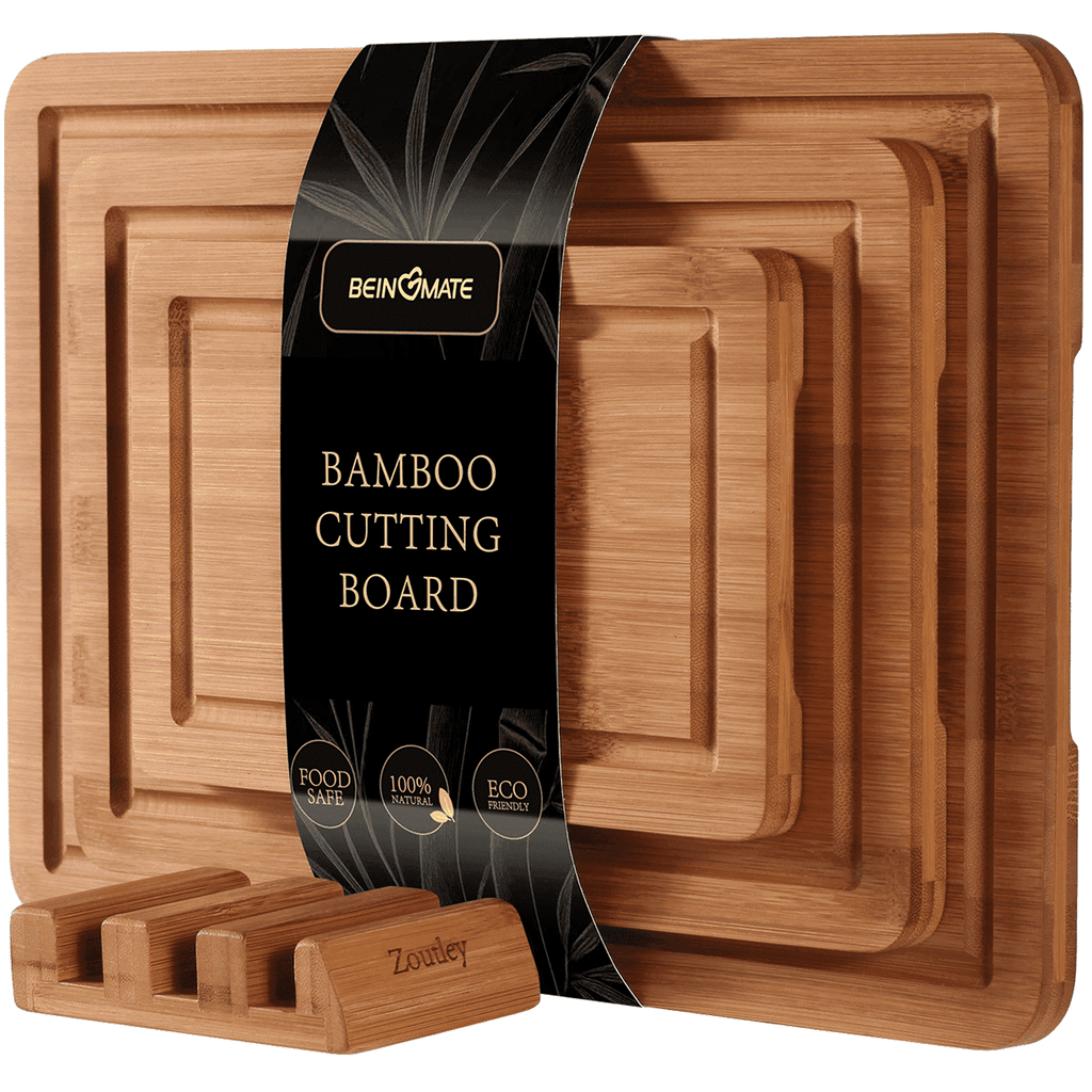 BEINGMATE Care Bamboo Cutting Board, Durable Wood Cutting Boards for Kitchen with Deep Juice Grooves & Built-in Handl...