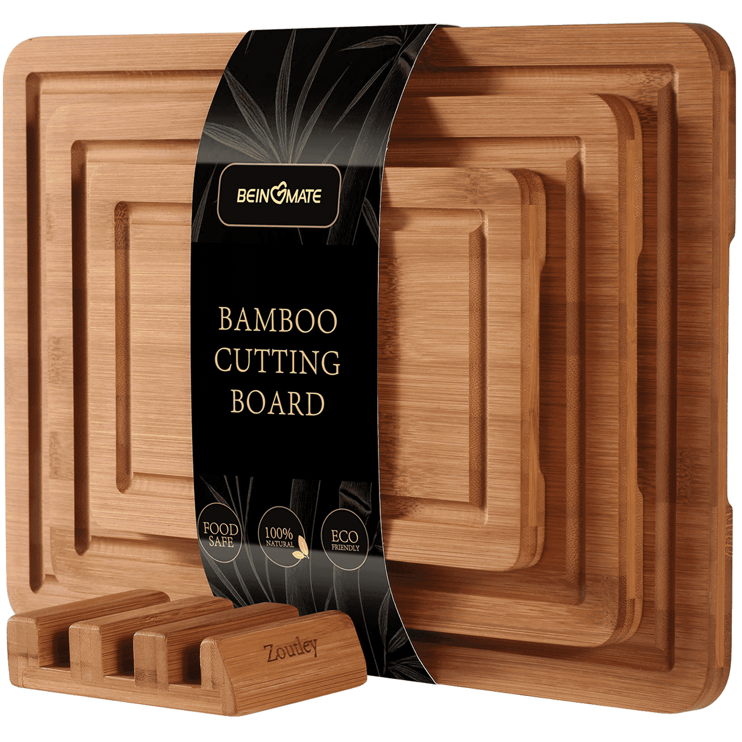BEINGMATE Care Bamboo Cutting Board, Durable Wood Cutting Boards for Kitchen with Deep Juice Grooves & Built-in Handl...