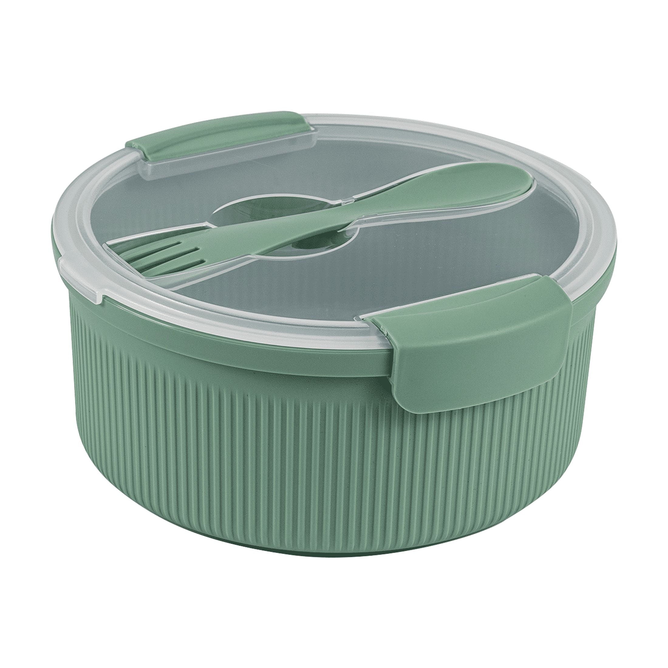 Mainstays Food Storage Bento Container, Round, Green, 47oz Capacity, A Practical Choice for School Lunches and Activi...