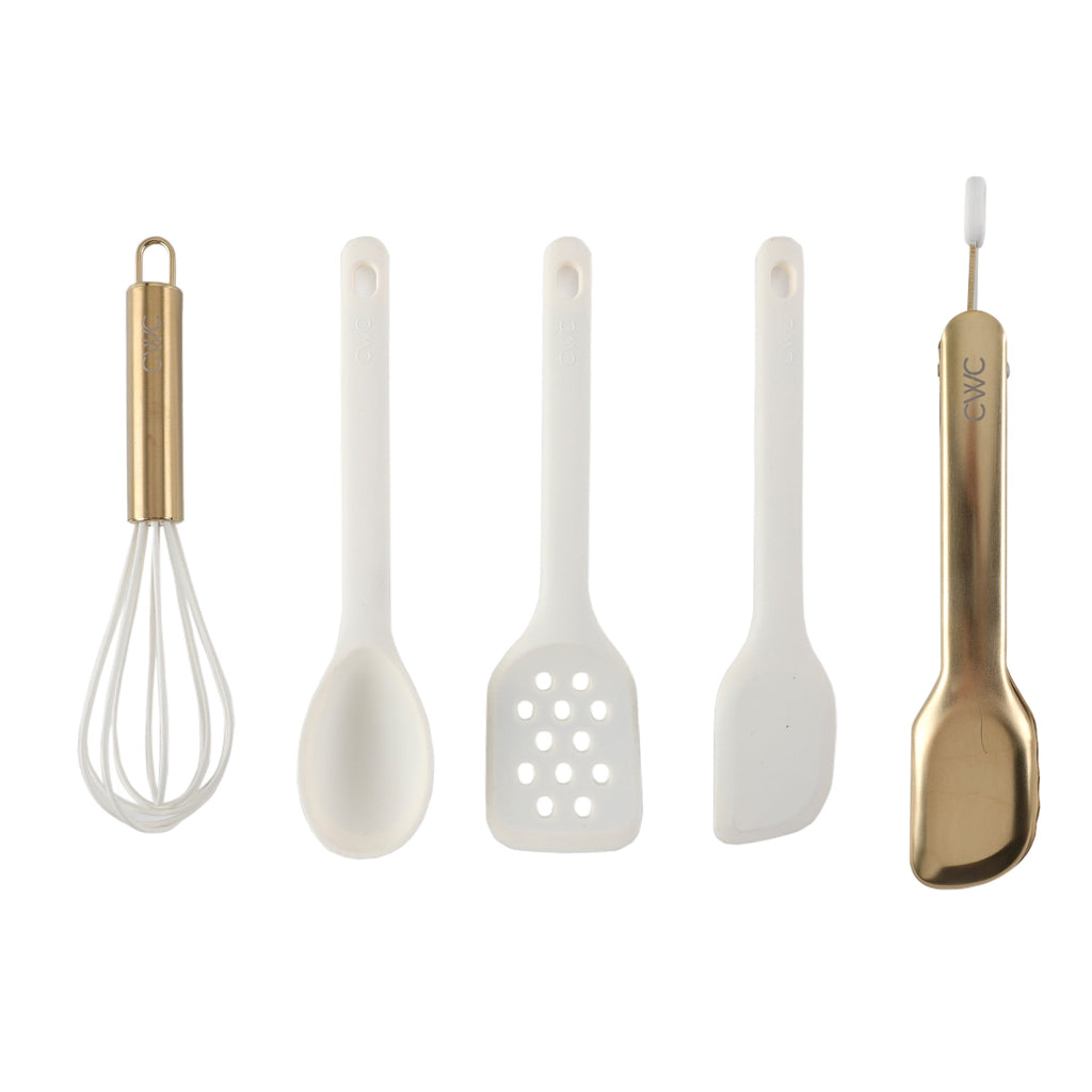 5-Piece Mini Silicone Utensil Set Durable & Nonstick Safe