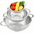 Colander Set of 3, AOKIWO Stainless Steel Micro-Perforated Colanders Strainers for Draining Rinsing Washing, Ideal fo...