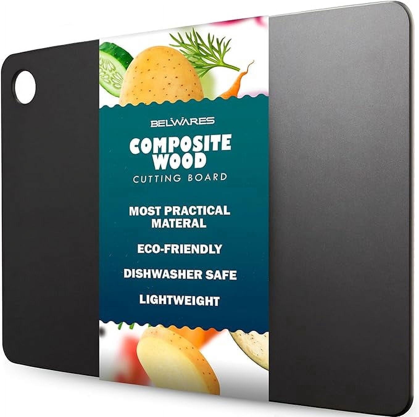 Dishwasher Safe Cutting Board for Kitchen, Large Composite Wood Chopping Board, Thin Lightweight Heat Resistant BPA-F...