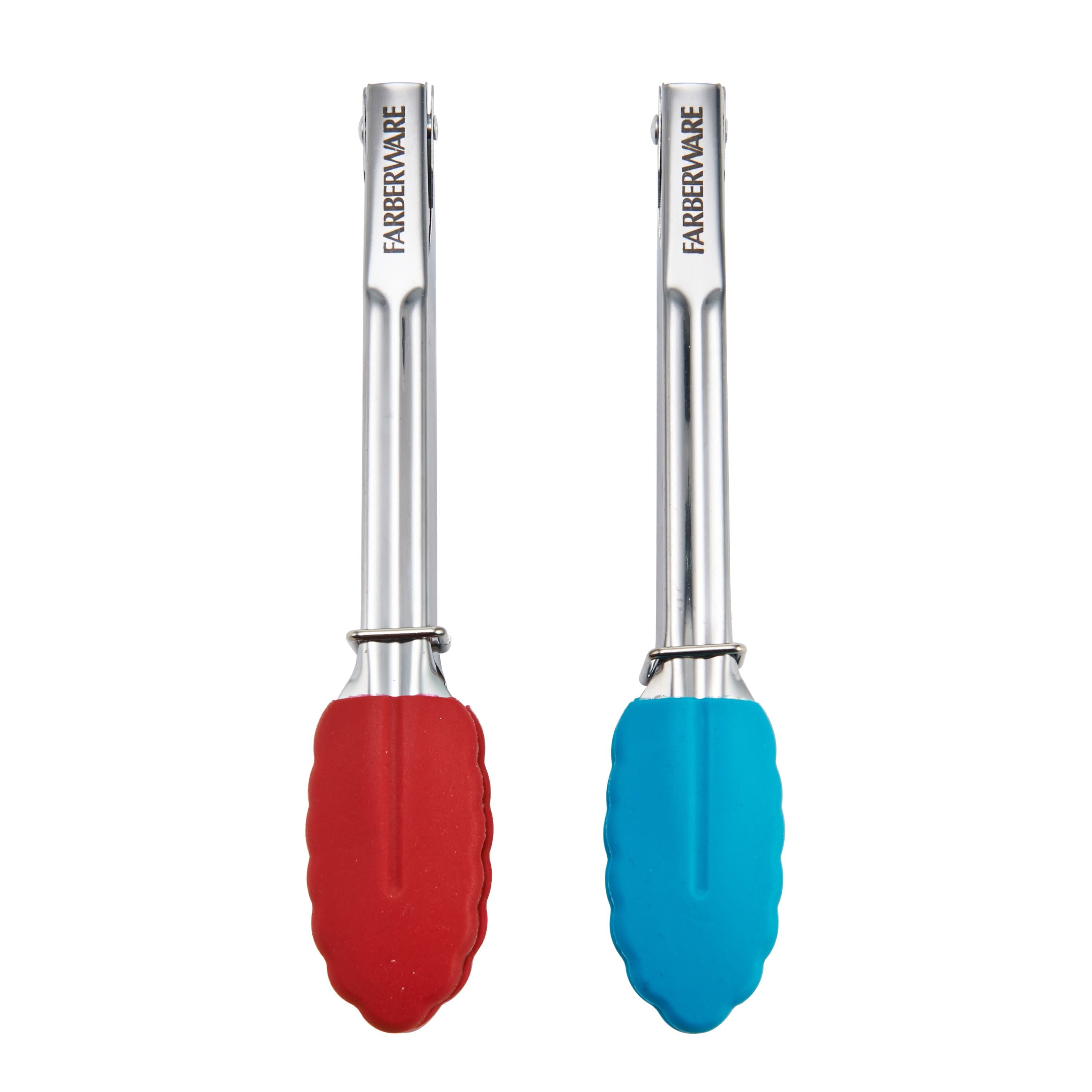 Stainless Steel Mini Locking Tongs with Silicone Tips, 2 Count, in Assorted Colors