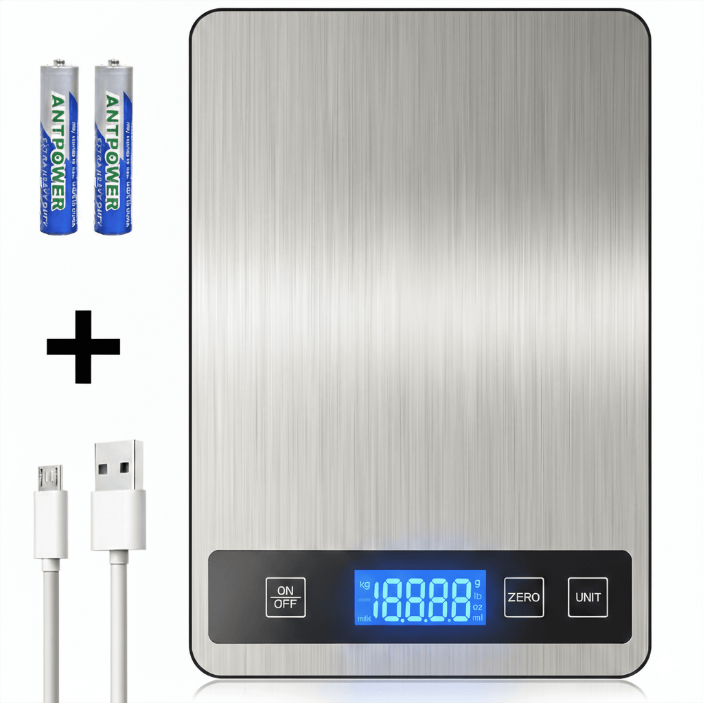 ZOWWKLLY Digital Food Kitchen Scale, Gram Scale 1g/0.1oz Accuracy, 15kg/33lb Stainless Steel with 5 Units, Tare Funct...