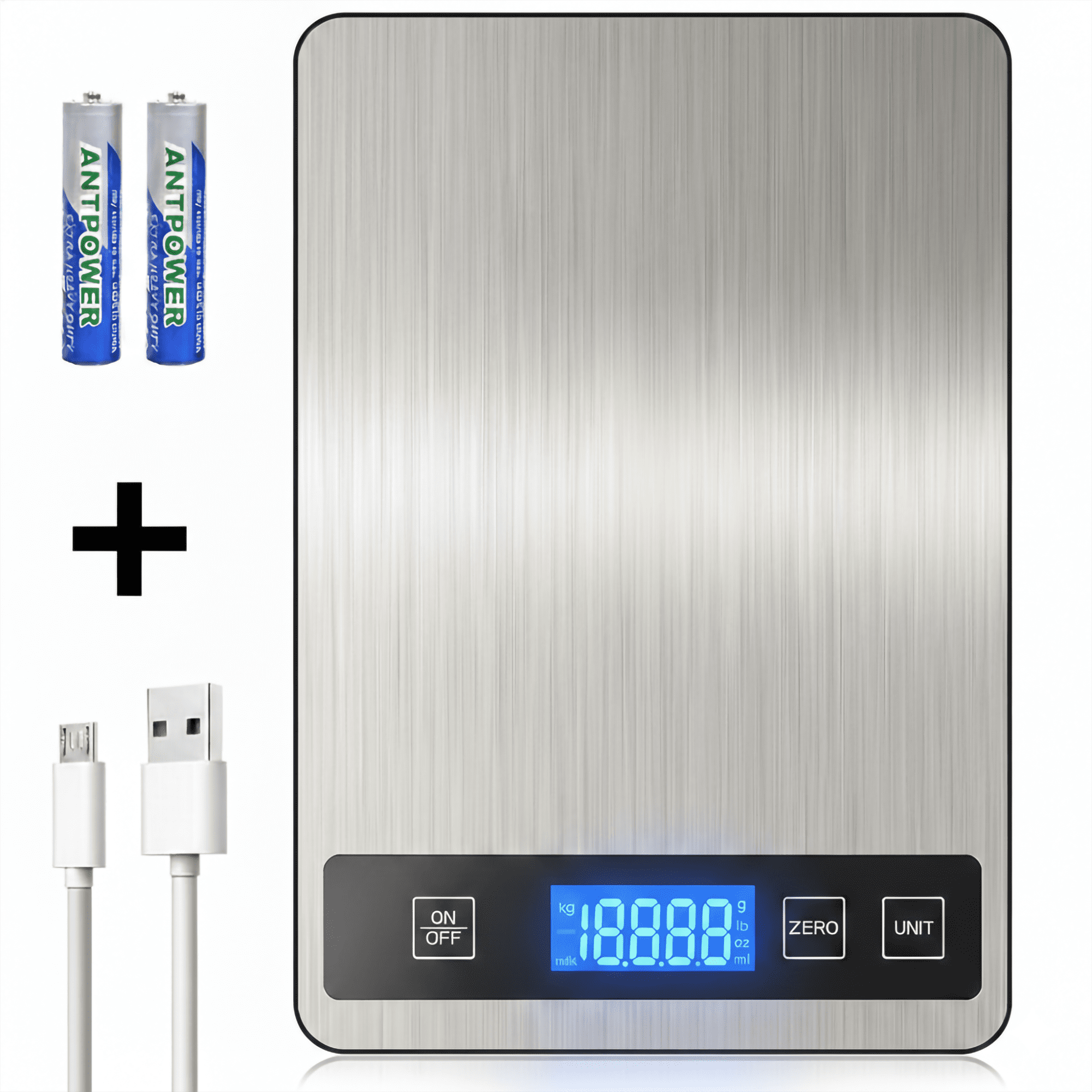 ZOWWKLLY Digital Food Kitchen Scale, Gram Scale 1g/0.1oz Accuracy, 15kg/33lb Stainless Steel with 5 Units, Tare Funct...
