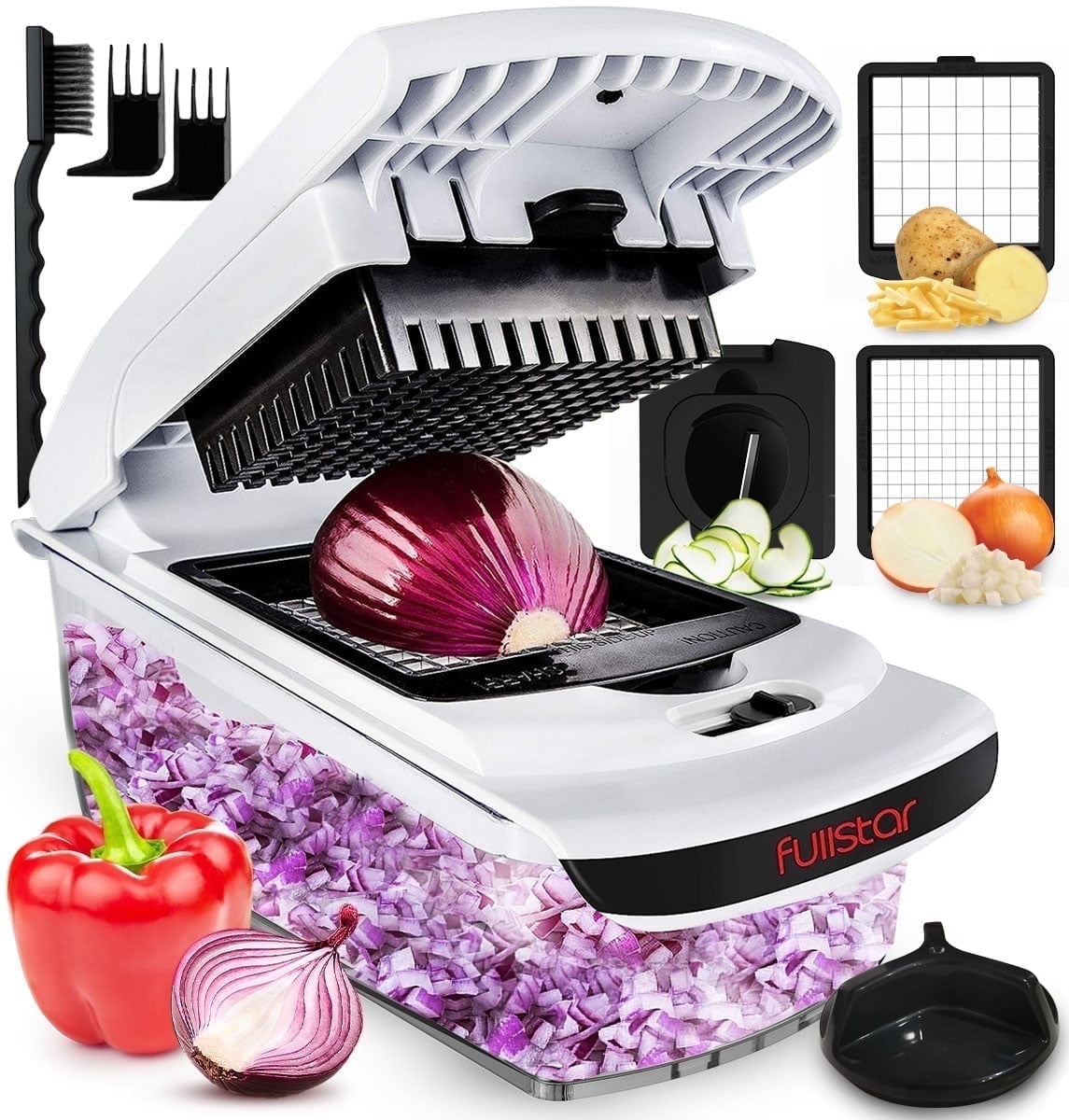 Vegetable Chopper - Vegetable Cutter, Food Chopper, Veggie Chopper, Onion Chopper With Container - 3 in 1 White