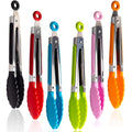 GMZW 6 Pcs Mini Silicone Tongs, 7 Inch Small Serving Kitchen Tongs, with Silicone Tips Christmas Party, Supplies for ...