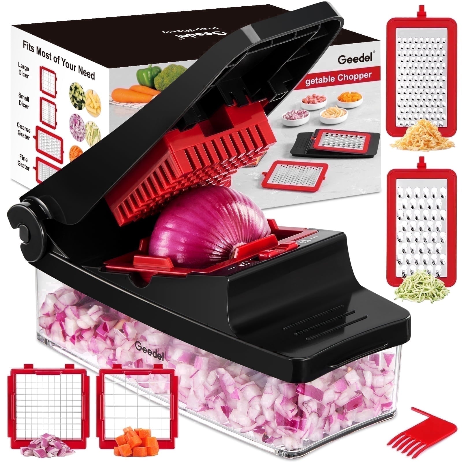 Geedel Vegetable Cutter, Onion Cutter Pro Food Chopper, Kitchen Vegetable Slicer Dicer Cutter Grater, Veggie Chopper ...