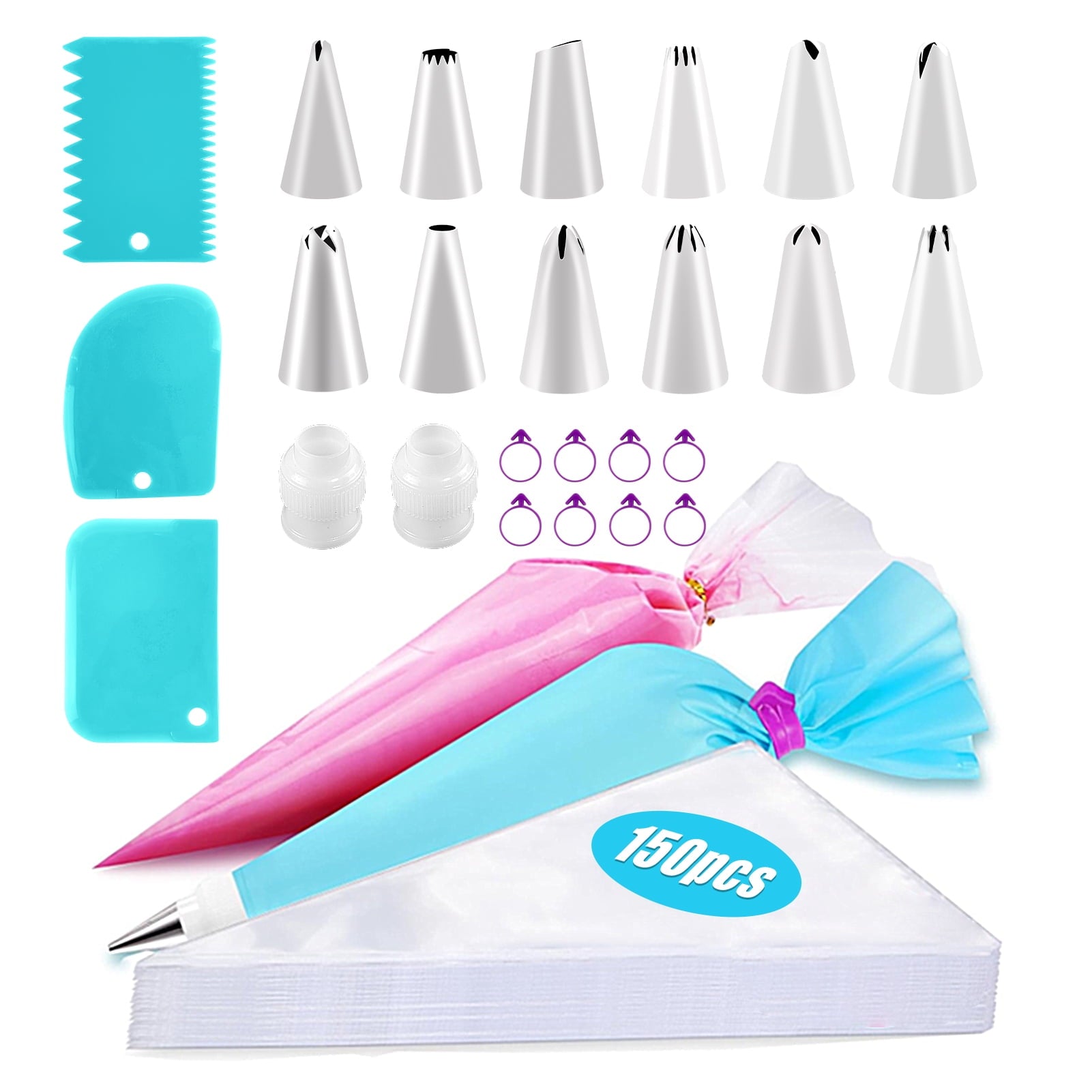 Godance 176 Pcs Piping Bags and Tips Set, Disposable Cake Decorating Bags Set with Reusable Tips, Decorating Frosting...