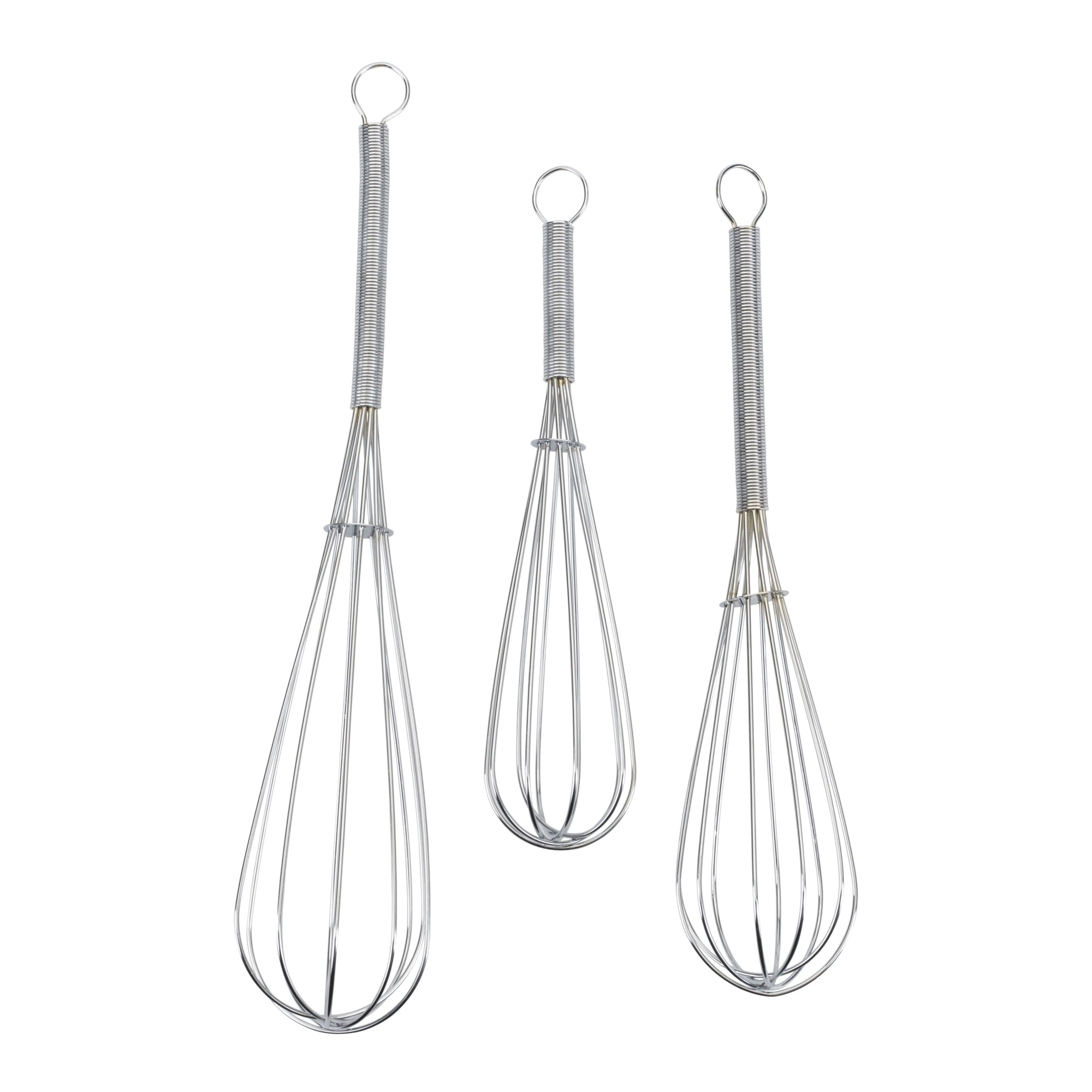 PROfreshionals 3-Piece Triple Chrome Plated Balloon Whisk Set, Assorted Sizes