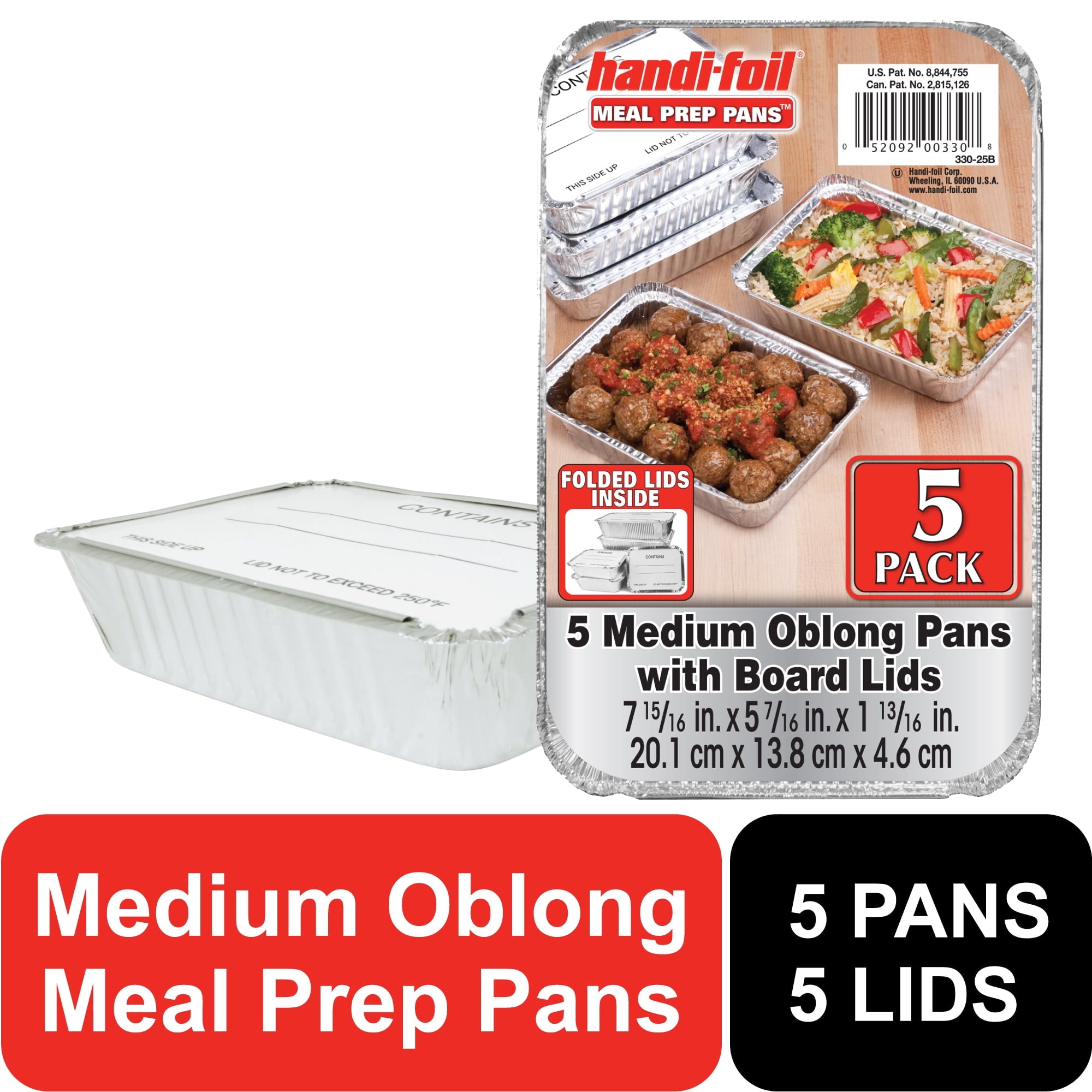 Handi-Foil Aluminum Meal Prep Pan with Lids, 5 Count