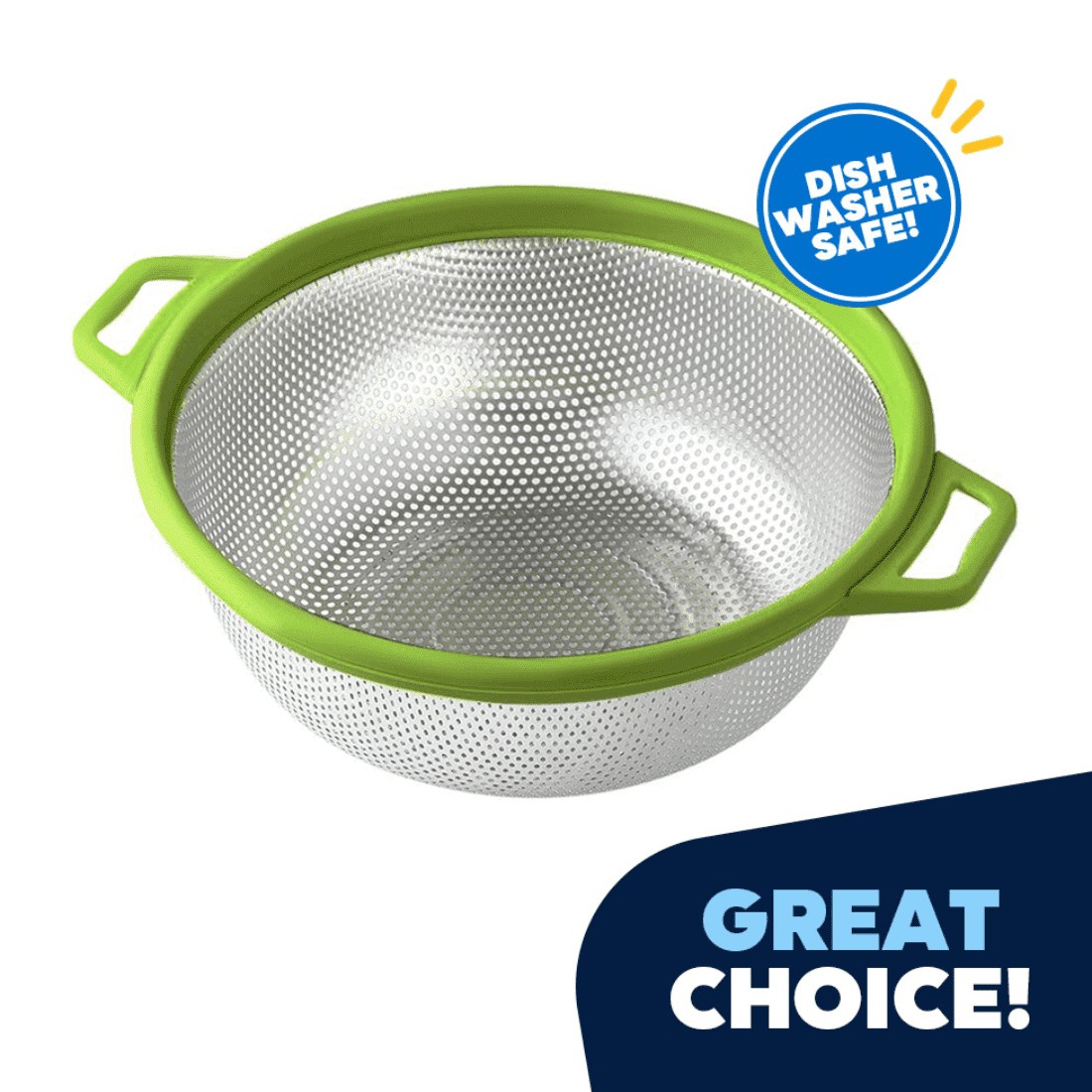 JEEXI Stainless Steel Colander With Handles, Large Metal Green Mesh Strainer for Pasta, Spaghetti, Berry, Veggies, Fr...