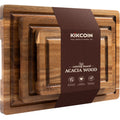 Kikcoin Acacia Wood Cutting Board, Cutting Board Set of 3 with Juice Groove, Wooden Chopping Boards for Kitchen, for ...