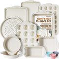 Kikcoin Bakeware Set, 21-Piece Baking Pans Set Kitchen Carbon Steel Baking Sheet Pans with Silicone Handles, Cookie S...