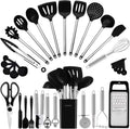Kitchen Utensil Set-Silicone Cooking Utensils-33 Kitchen Gadgets & Spoons for Nonstick Cookware-Silicone and Stainles...