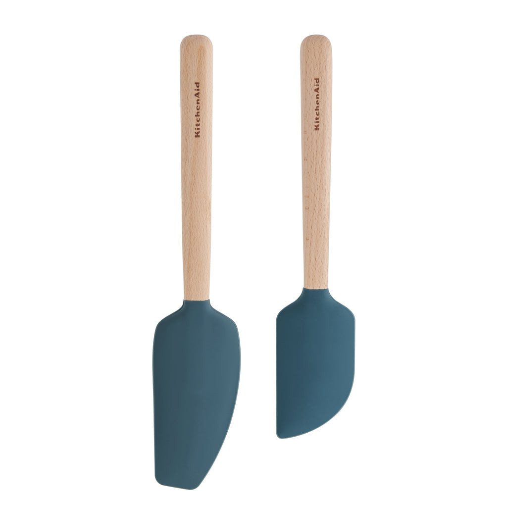 2-Piece Silicone Mixing Spatula and Scraper Set for Cooking, Agave