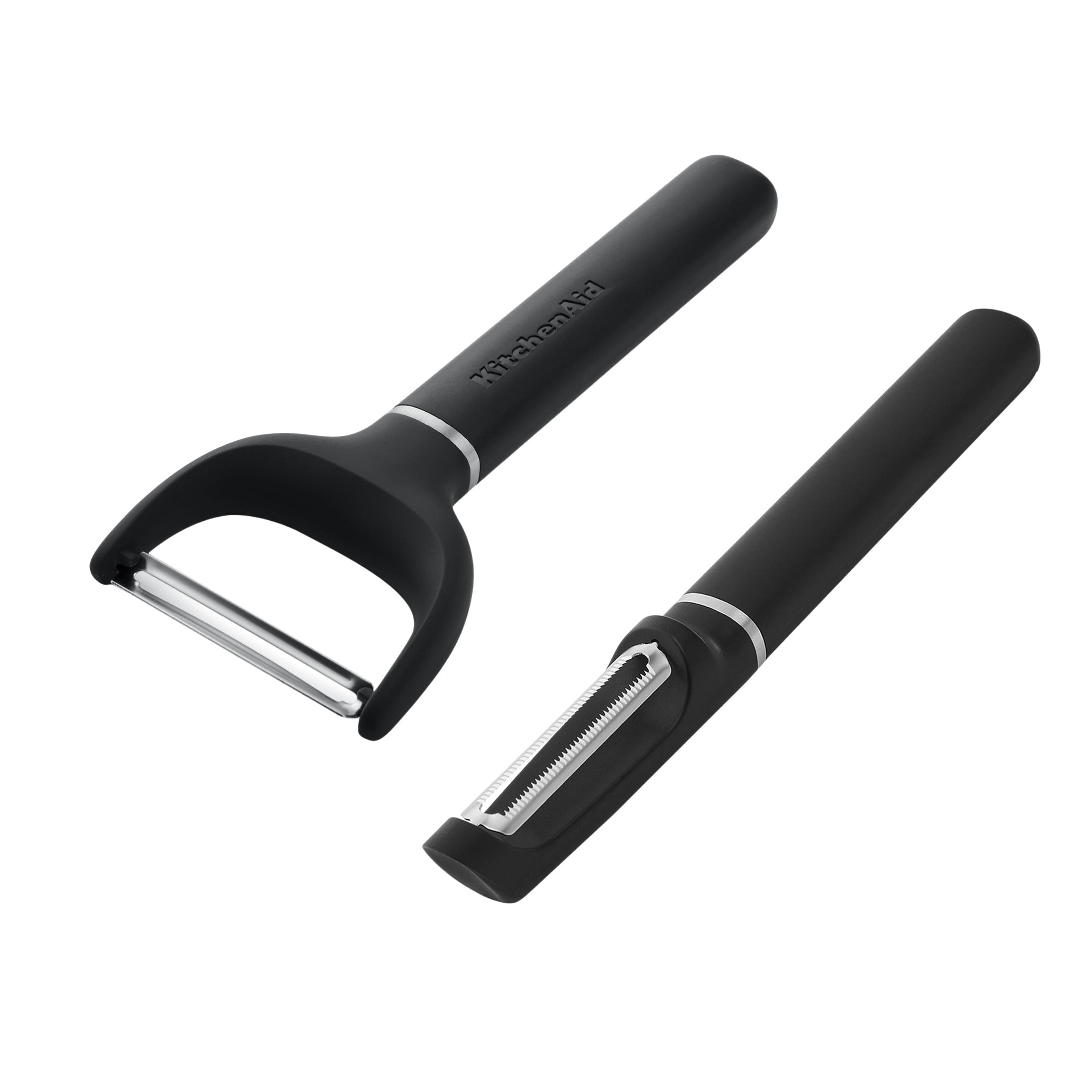 2-Piece Stainless Steel Swivel Y and Vegetable Peeler, Black