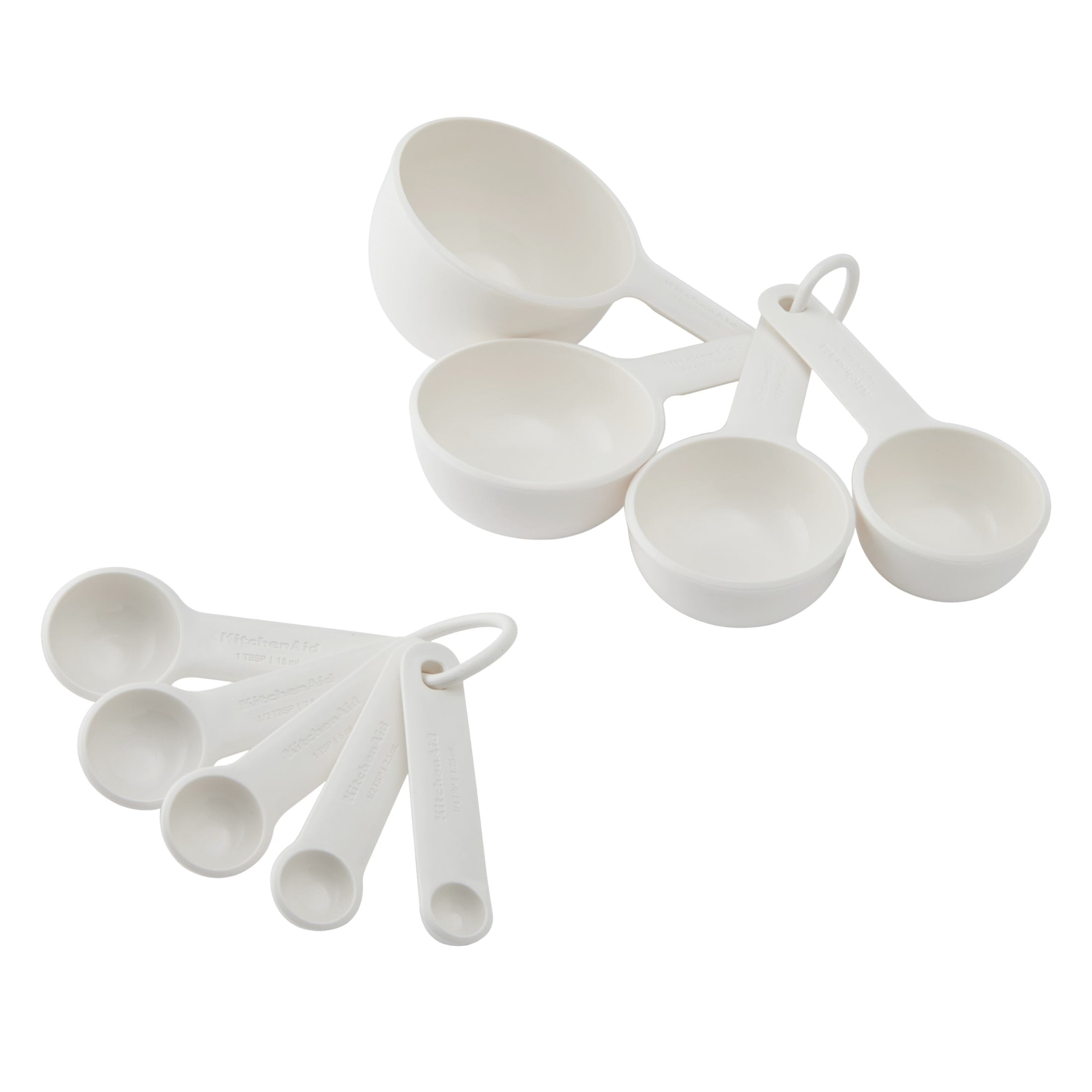 9-Piece Plastic Stackable Measuring Cup and Spoons Set for Cooking, Porcelain