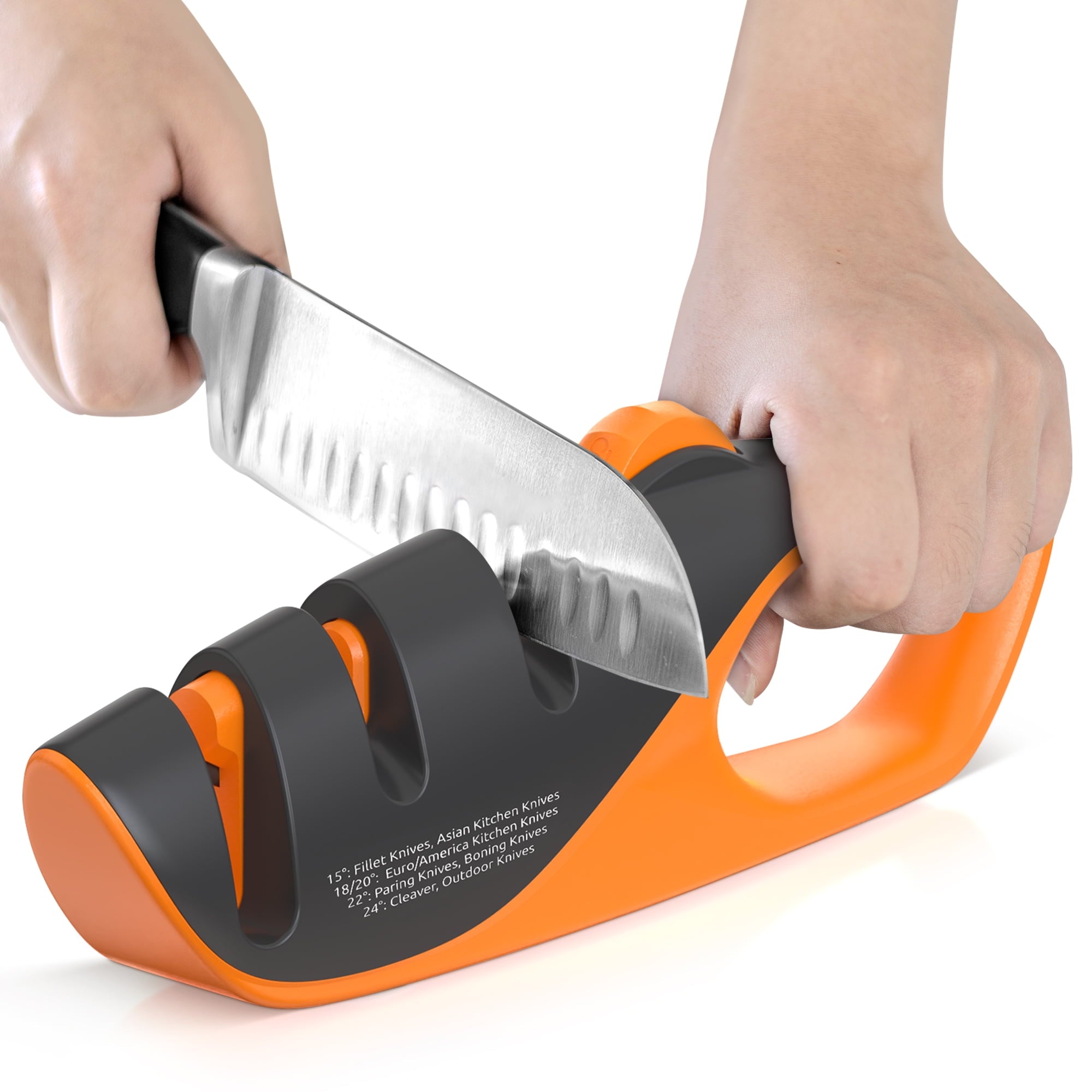 JEEXI Adjustable 3-Stages Knife Sharpener 5 Angle Manual Sharpener for Kitchen, Chef, Hunting, Fillet, Pocket, Cleave...