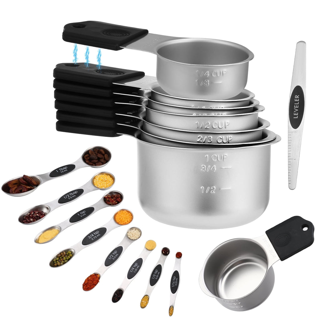 LUIISIS 15-Piece Magnetic Measuring Cups & Spoons Set, Stainless Steel with N45 Magnets, Fits Spice Jars for Baking &...