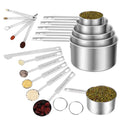 LUIISIS Measuring Cups and Spoons Set of 16, 5 Stainless Steel Nesting Measuring Cups & 5 Spoons, 1 + Leveler & 5 Min...