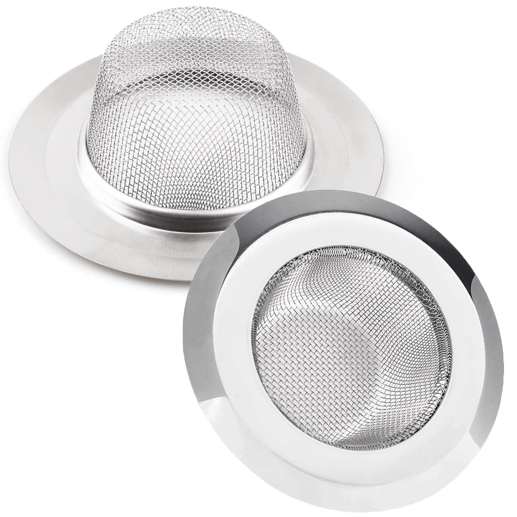 LotFancy 2 Kitchen Sink Strainer, 4.5 in Stainless Steel Mesh Drain Strainer, Silver