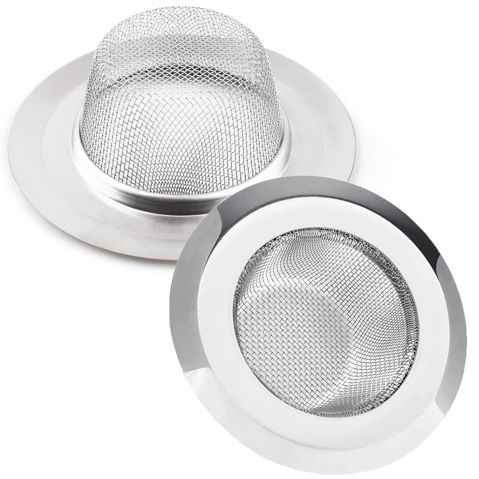 LotFancy 2 Kitchen Sink Strainer, 4.5 in Stainless Steel Mesh Drain Strainer, Silver