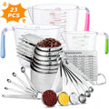 Lumikrypt 23Pcs Measuring Cups and Spoons Set, Stainless Steel Nesting Measuring Cups Spoons with Plastic Measuring C...