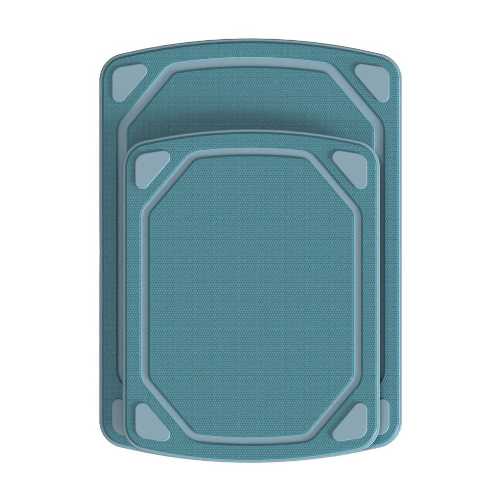 Mainstays 2 Pieces 8.5 x 11 and 10 x 14 Non-Slip Recycled Poly Cutting Board, Blue Color