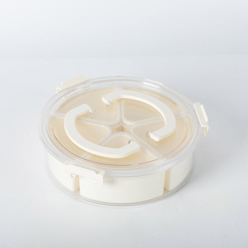Mainstays Snackle Box, Lunch & Snack Container with lids, Plastic, Round, 5 Compartment , White, Well Suited to Hot o...