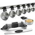Magnetic Measuring Cups and Spoons Set, Stainless Steel with Easy-to-Read Markings, Dual-Sided N40 Magnetic Tool for ...