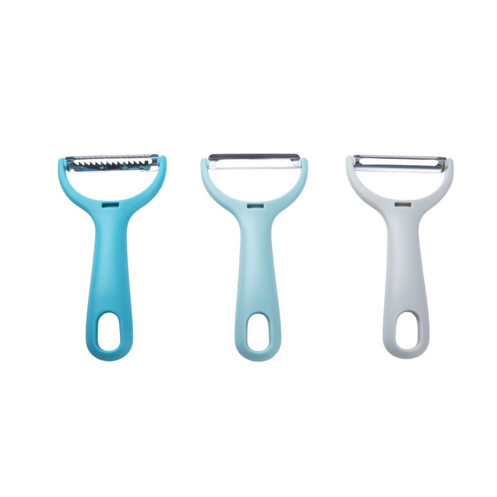 Mainstays 3-Piece Peeler Set with Serrated, Straight, and Julienne Blades, Assorted Colors