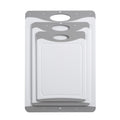 Mainstays 3-Piece Non-Slip Poly Cutting Boards, 50% Recycled PP, 16.9"x 11.8", 13.7" x 9.5", 11.4" x 7.9", White&Silv...