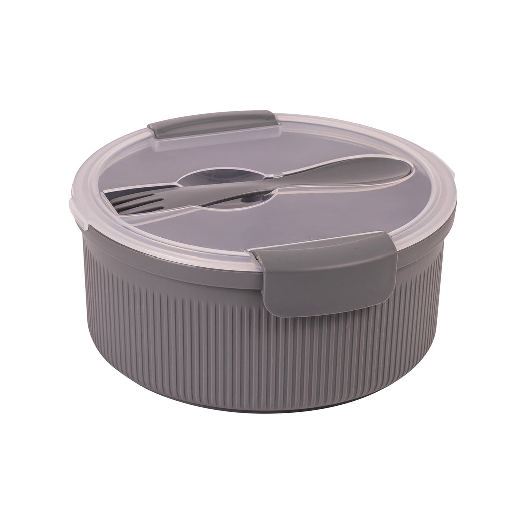 Mainstays Food Storage Bento Container, Round, Grey, 47oz Capacity, Ideal Use for Workday Meals and Travel