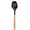 Mainstays Nylon Slotted Cooking Spoon with Bamboo Handle, 12.6"2.7", Nylon & Bamboo, Black